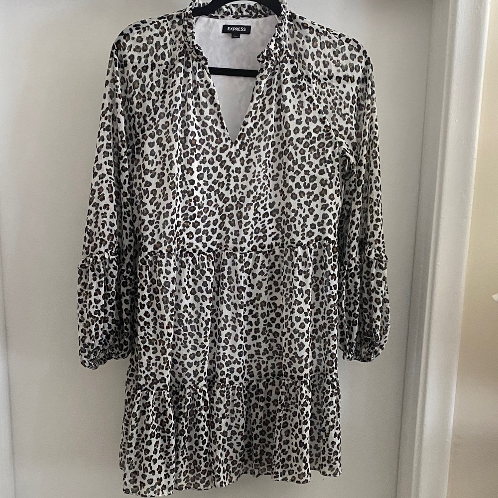 Express Animal Print V-Neck Dress